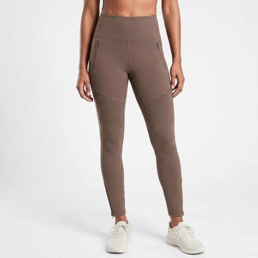 Athleta Delancey Moto Tight Brown Stretch Pants Women Size XS - Picture 1 of 16
